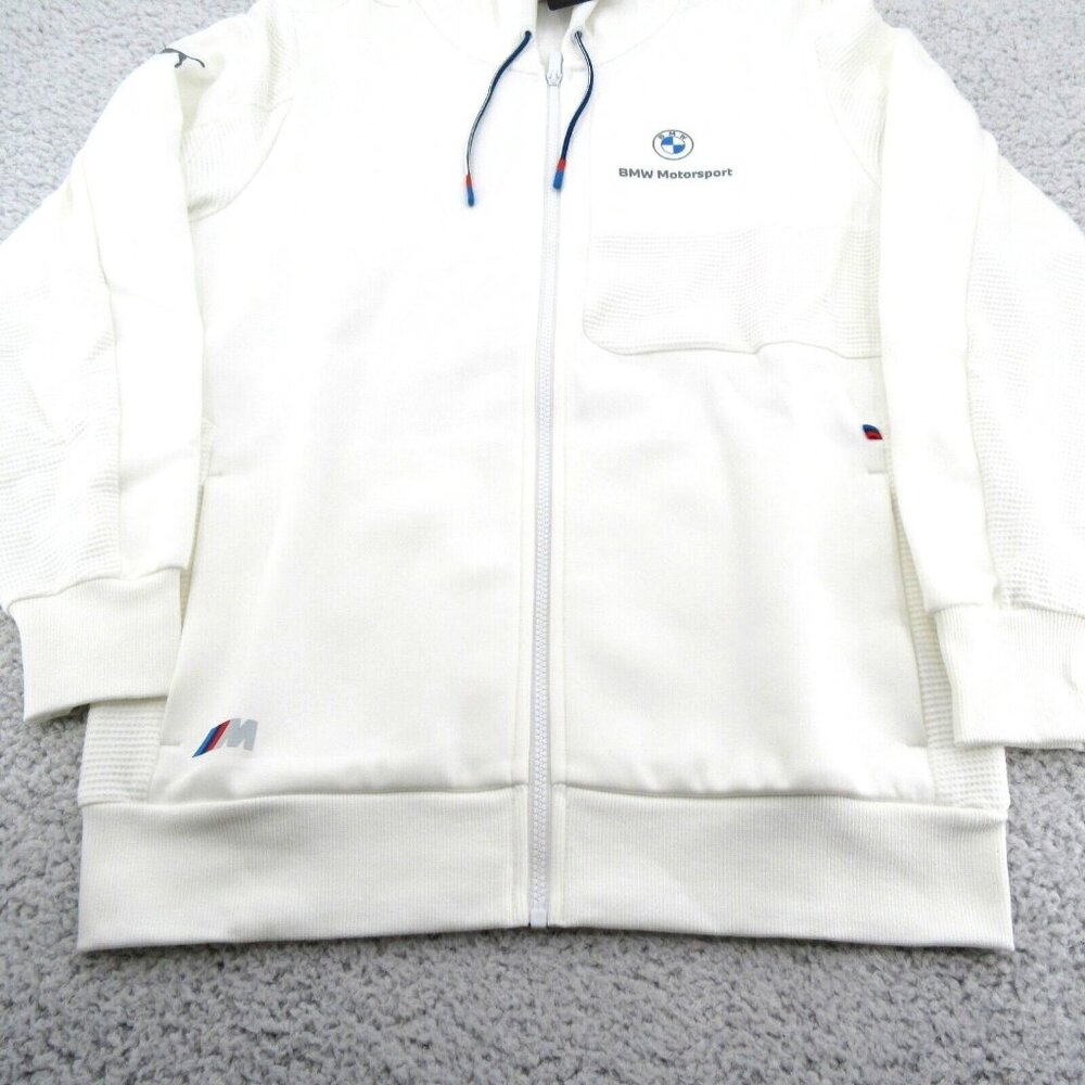 Puma BMW M Motorsport White Hoodie Full Zip Sweat Jacket Men's Size Large NEW - Picture 5 of 16